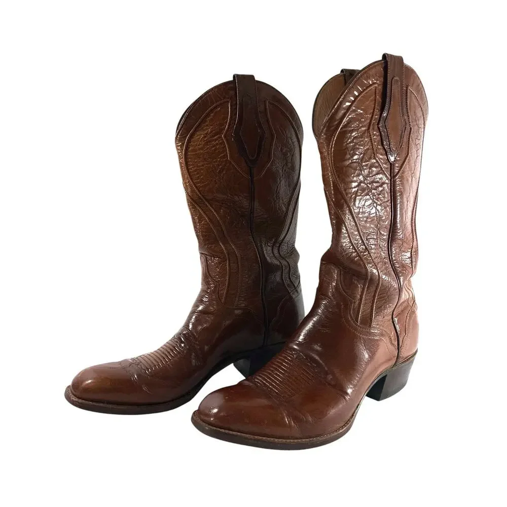 The El Dorado Handmade Cowboy Boots Men’s 9 D Brown Leather Western 9384